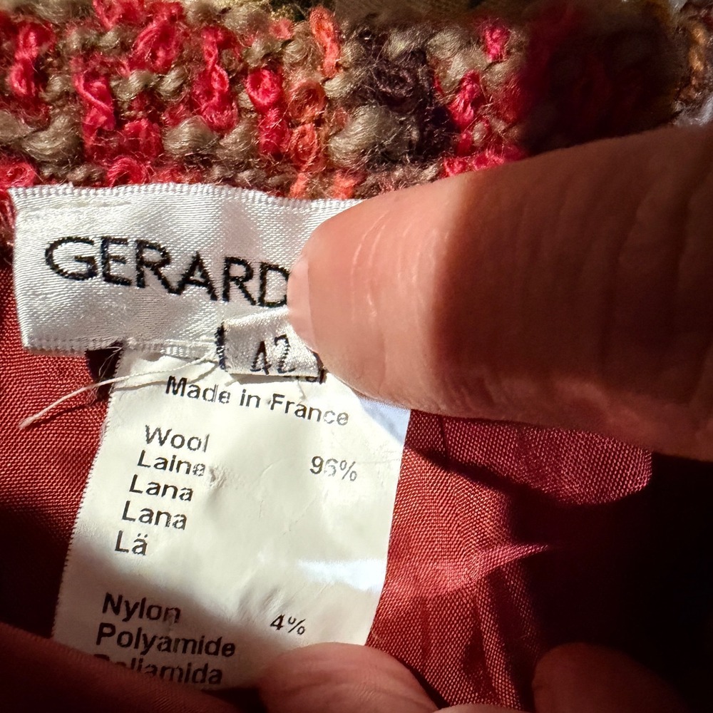 Vintage‎ GERARD DAREL Wool Tweed Slub Yarn Pink Plaid Mini Skirt Women Size 42 - Picture 4 of 10